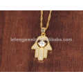 Crystal gold hamsa necklace,copper plating evil eye hand necklace jewelry